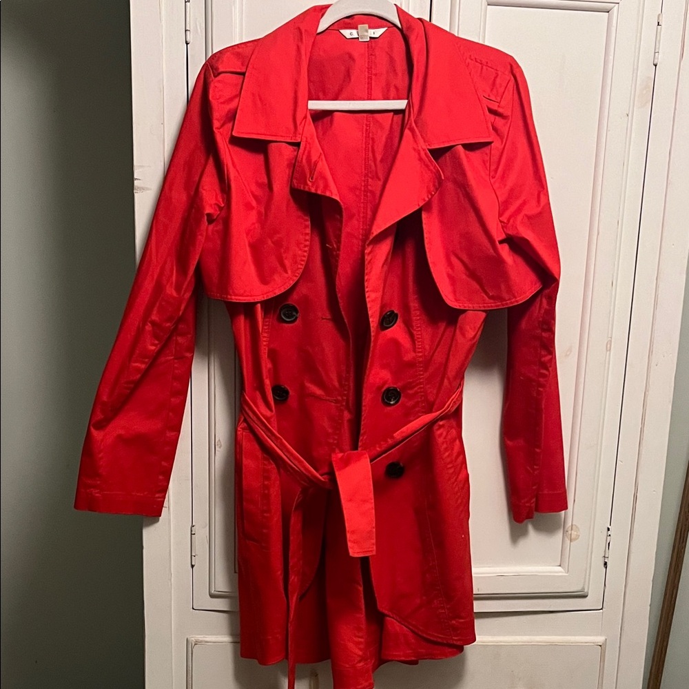 CAbi Bright Red Convertible Trench Coat